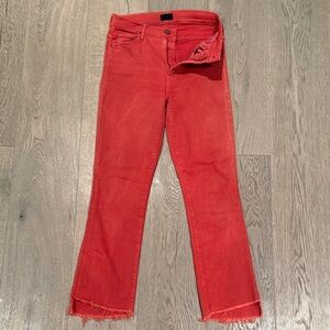 MOTHER “Insider Crop” Size 28 in Vibrant Red